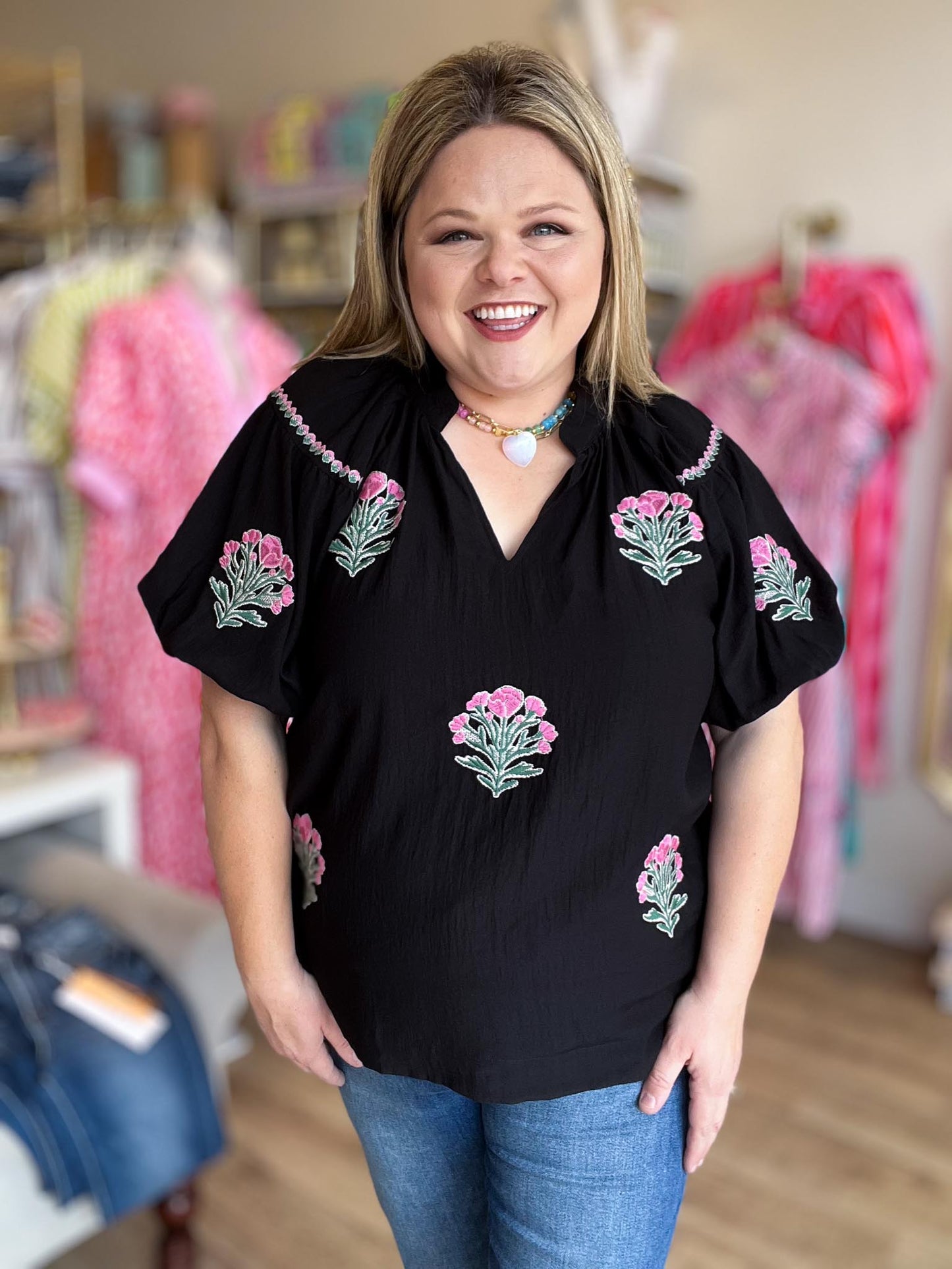 Pretty Little Statement Curvy Black Bubble Sleeve Top