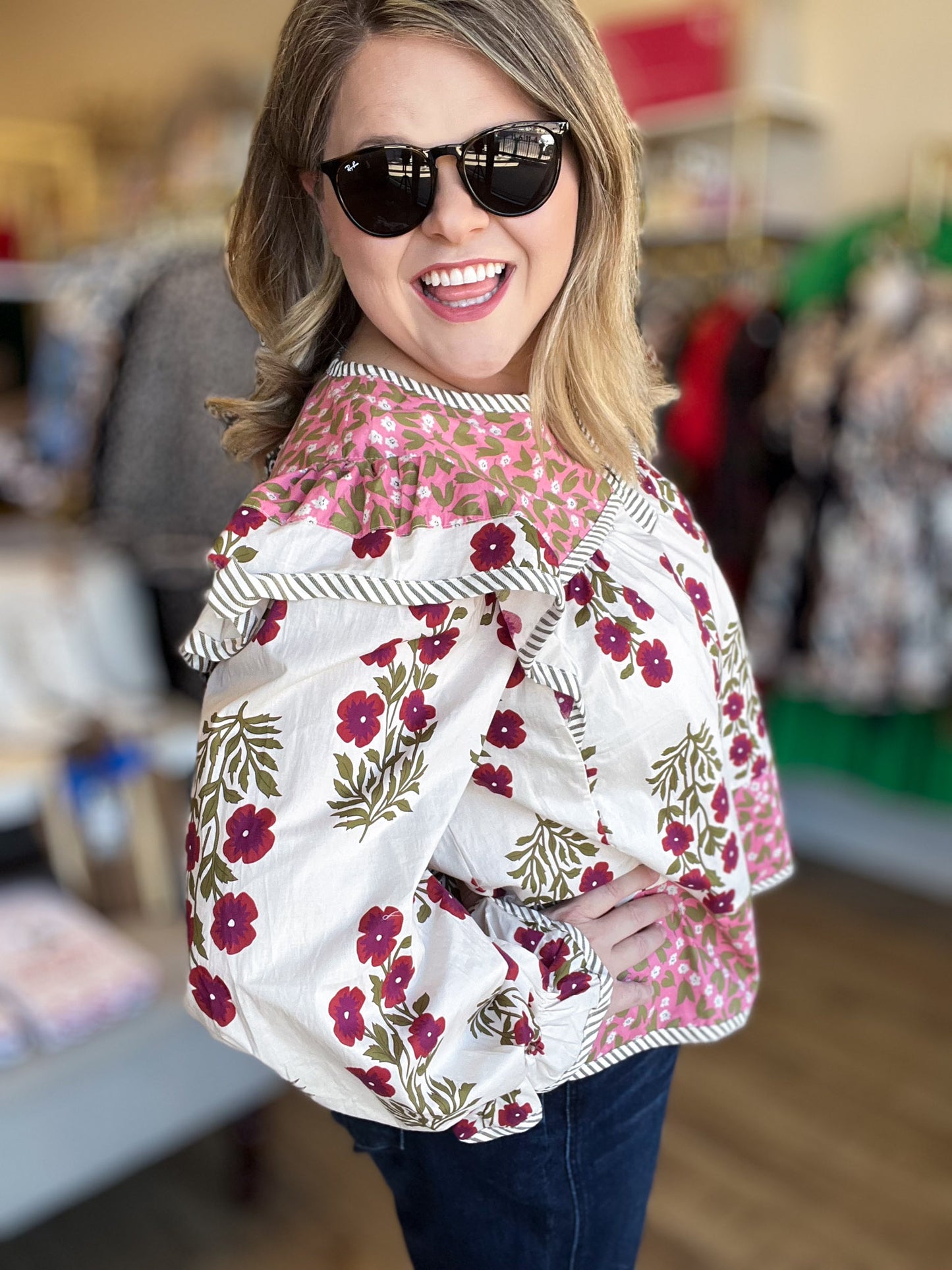 Pretty as a Picture Long Sleeve Patchwork Top