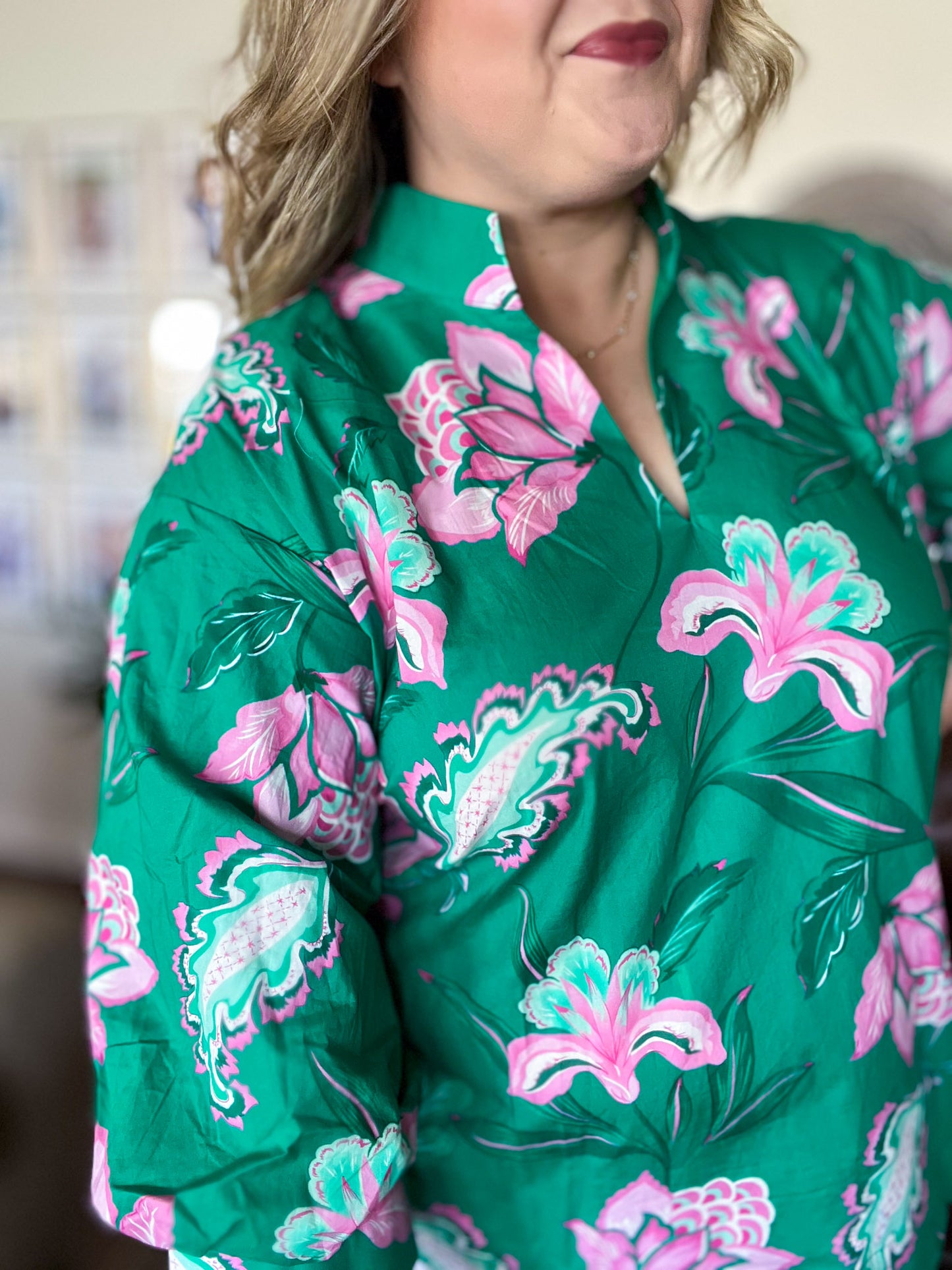Provence Petal Curvy Green Floral Top