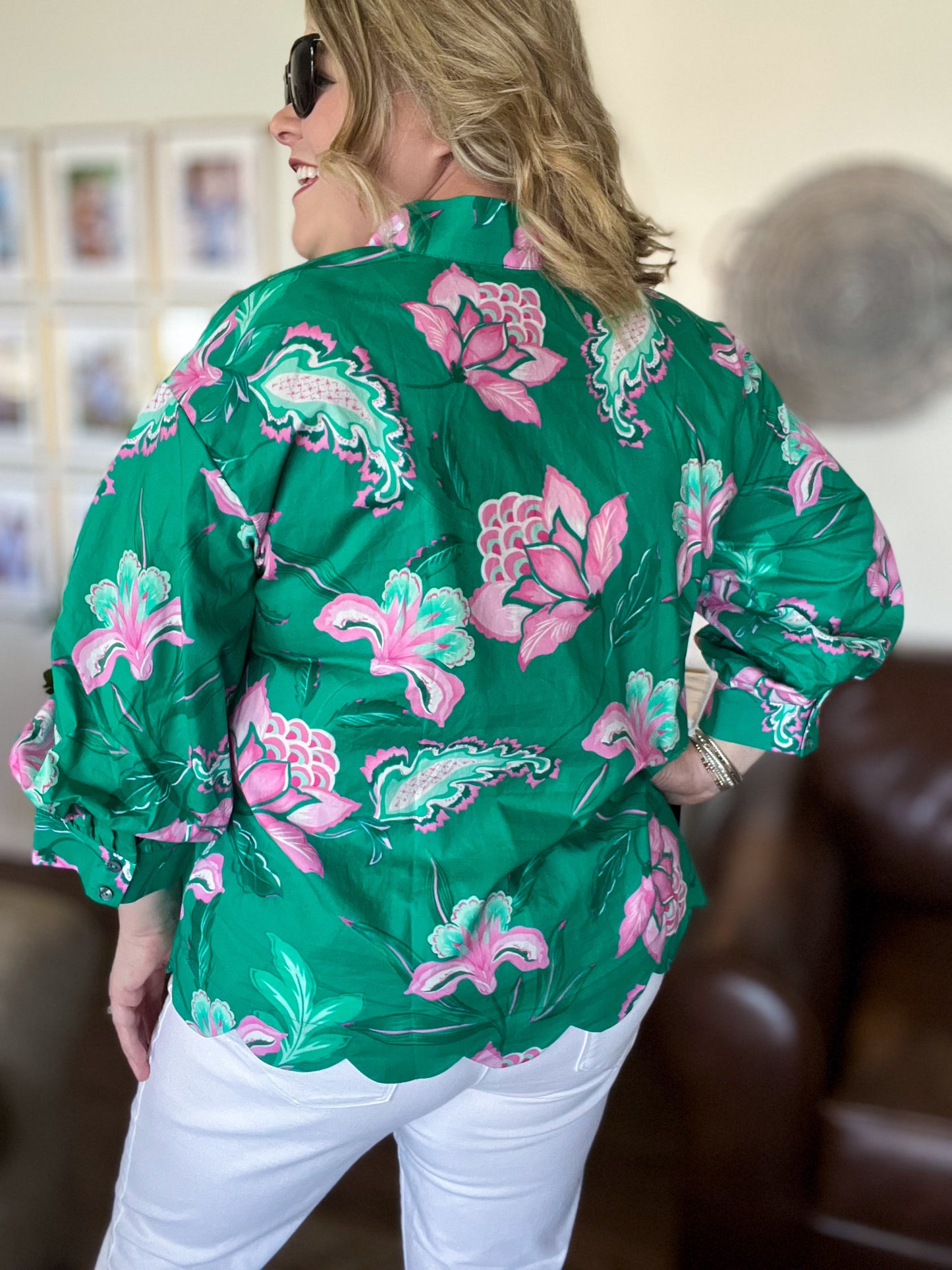 Provence Petal Curvy Green Floral Top