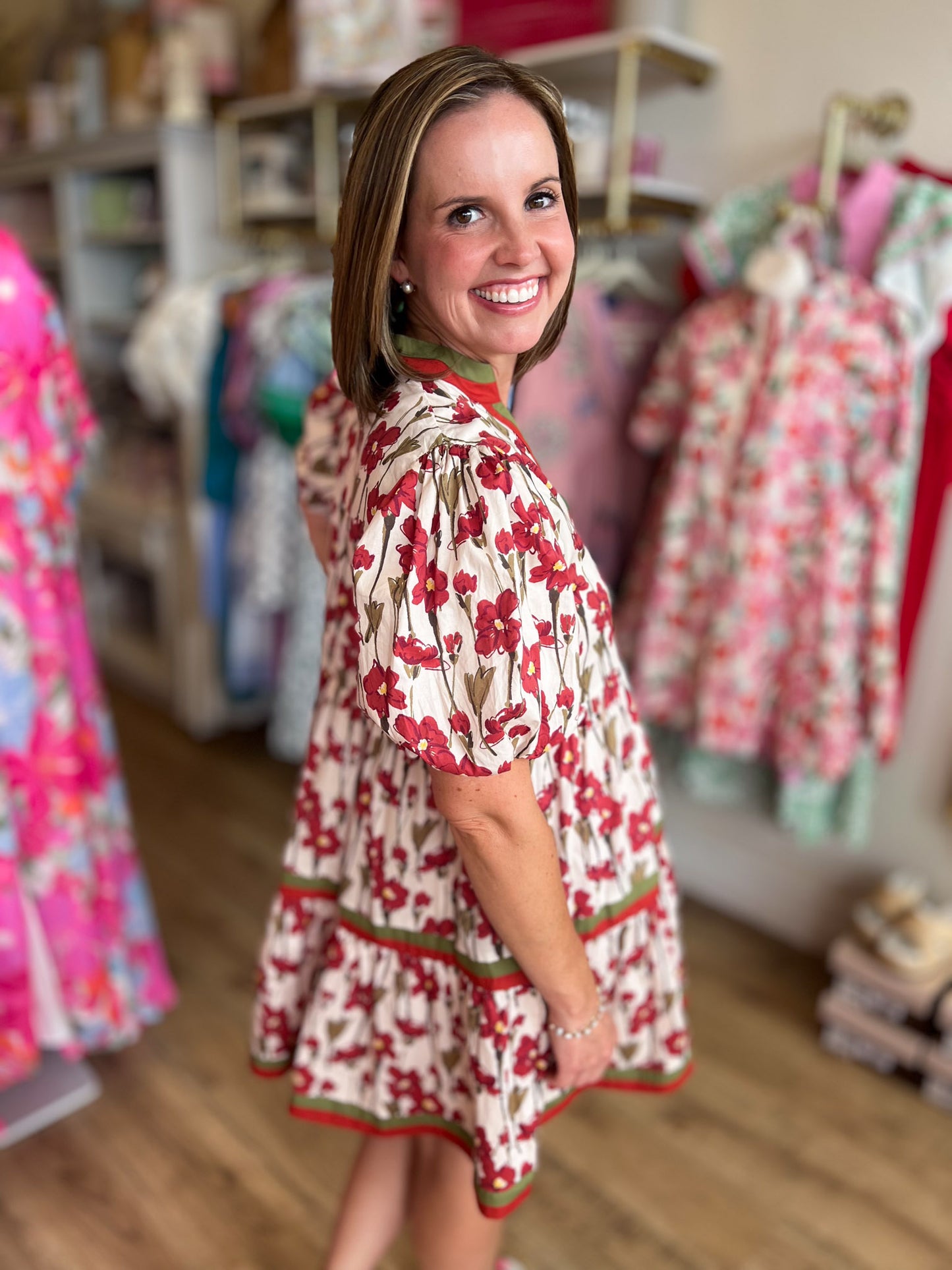Pumpkin Spice Curvy Rust Floral Mini Dress