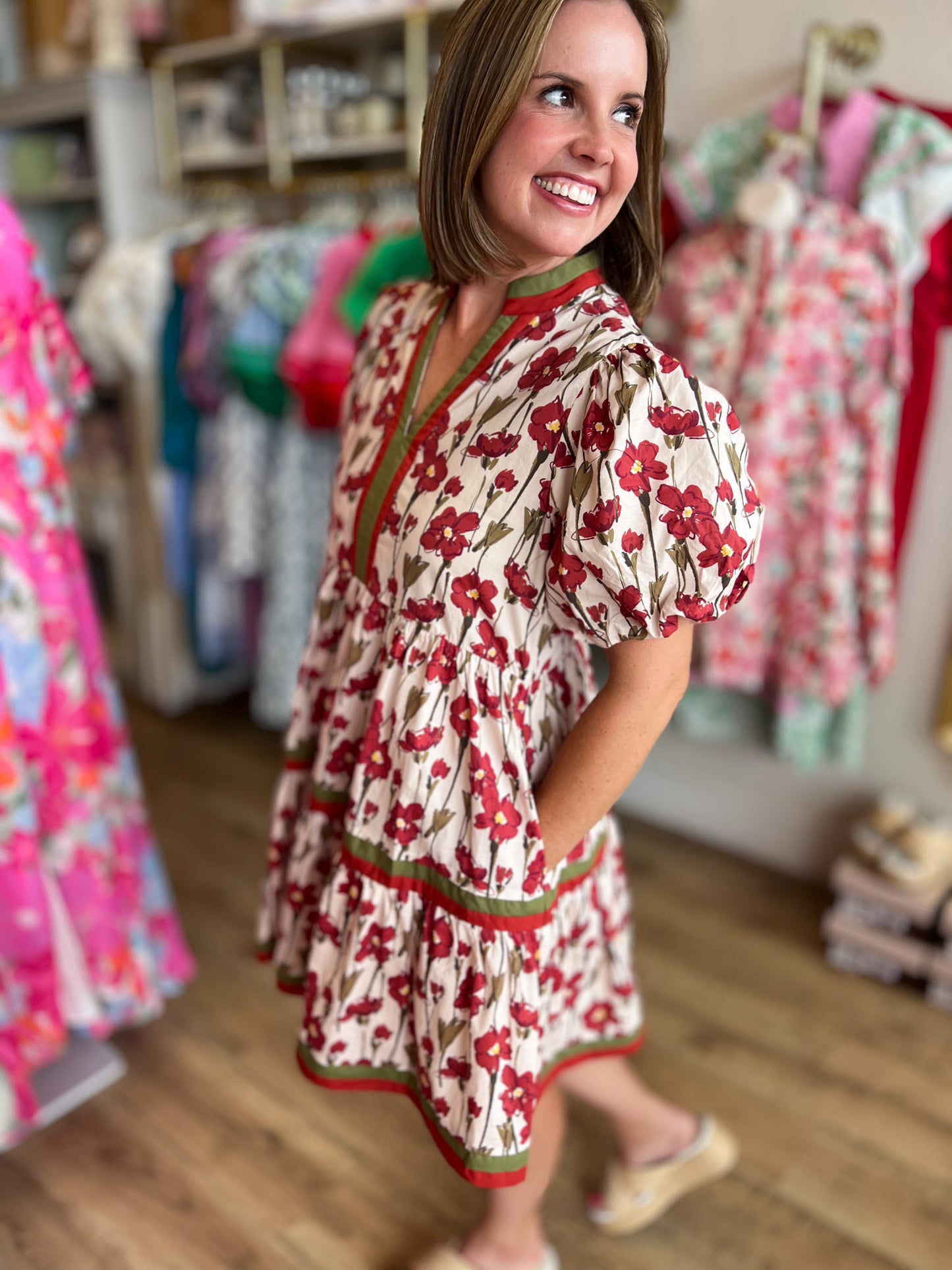 Pumpkin Spice Curvy Rust Floral Mini Dress