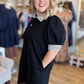 Put Me In, Coach Curvy Black Stripe Collar Dress