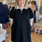 Put Me In, Coach Curvy Black Stripe Collar Dress