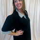 Put Me In, Coach Curvy Black Stripe Collar Dress