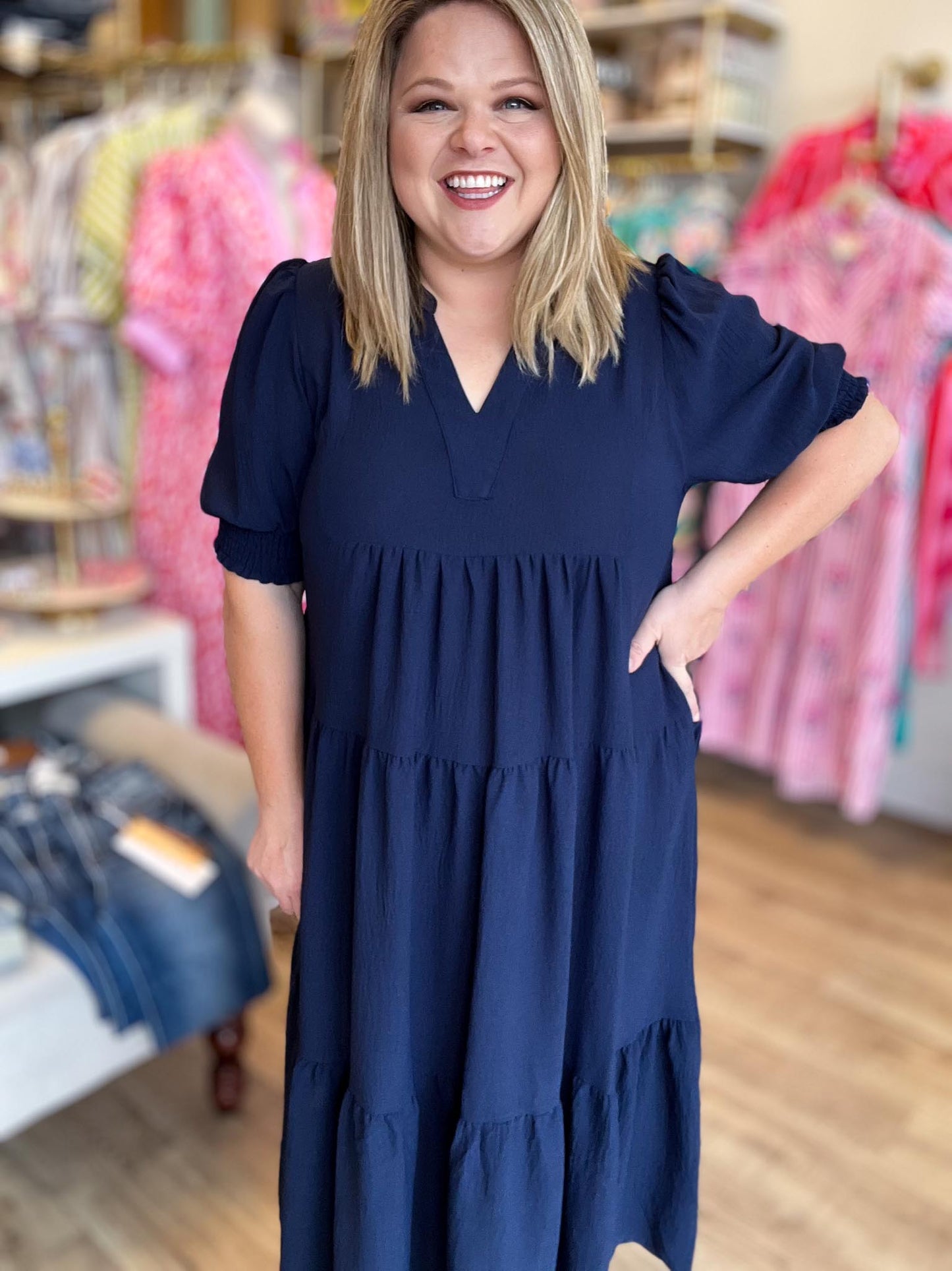 Quiet Luxury Curvy Navy Midi Dress