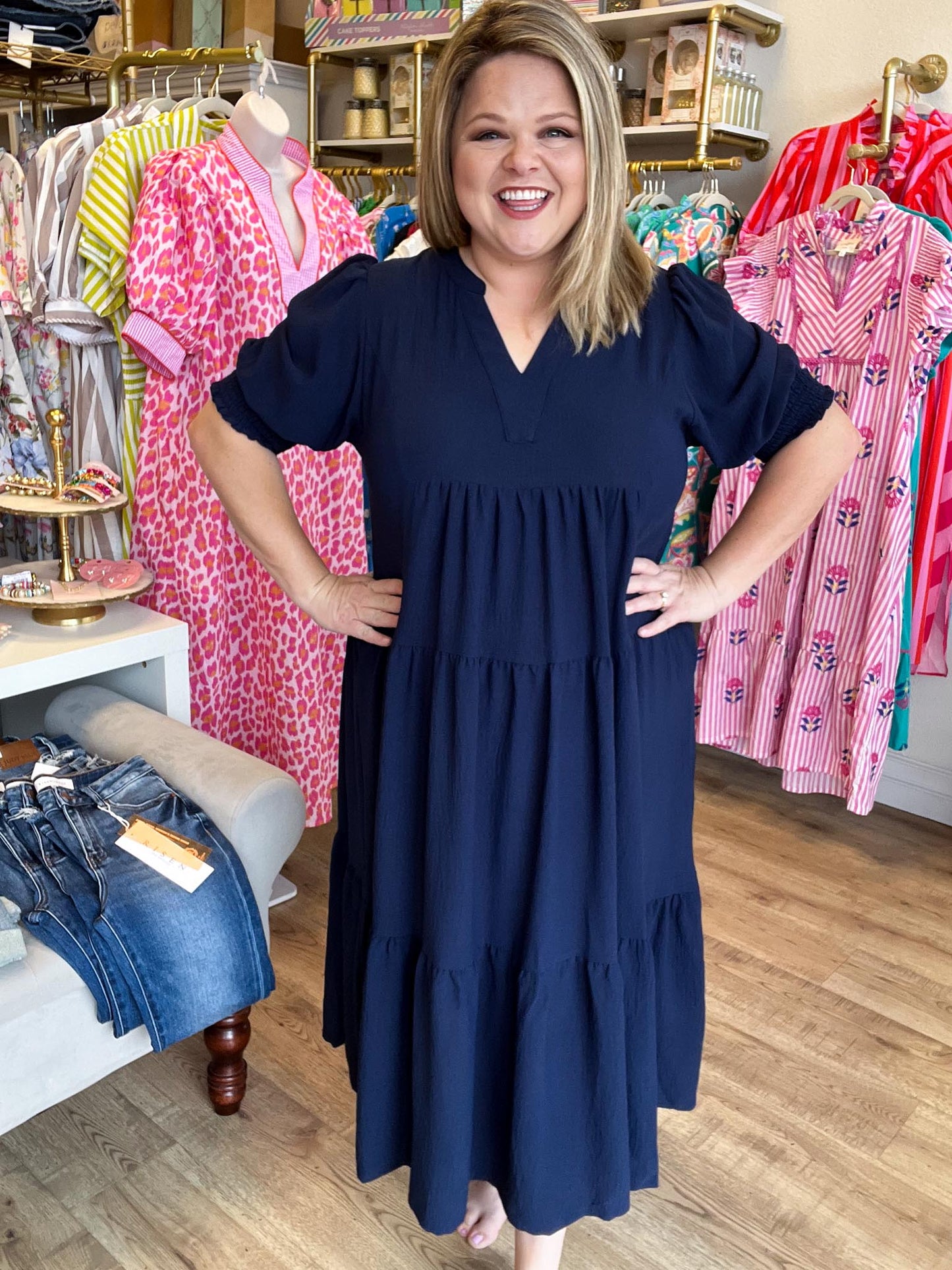 Quiet Luxury Curvy Navy Midi Dress