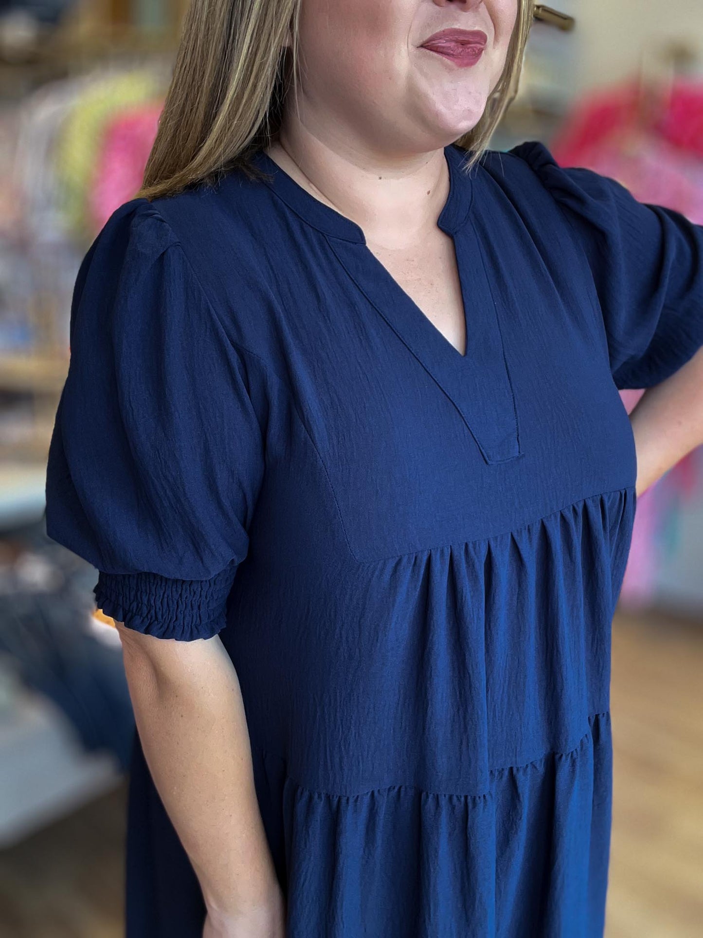 Quiet Luxury Curvy Navy Midi Dress