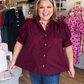 Quiet Transition Curvy Burgundy High Collar Top
