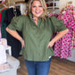 Quiet Transition Curvy Olive High Collar Top