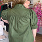 Quiet Transition Curvy Olive High Collar Top