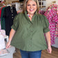 Quiet Transition Curvy Olive High Collar Top