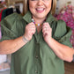 Quiet Transition Curvy Olive High Collar Top