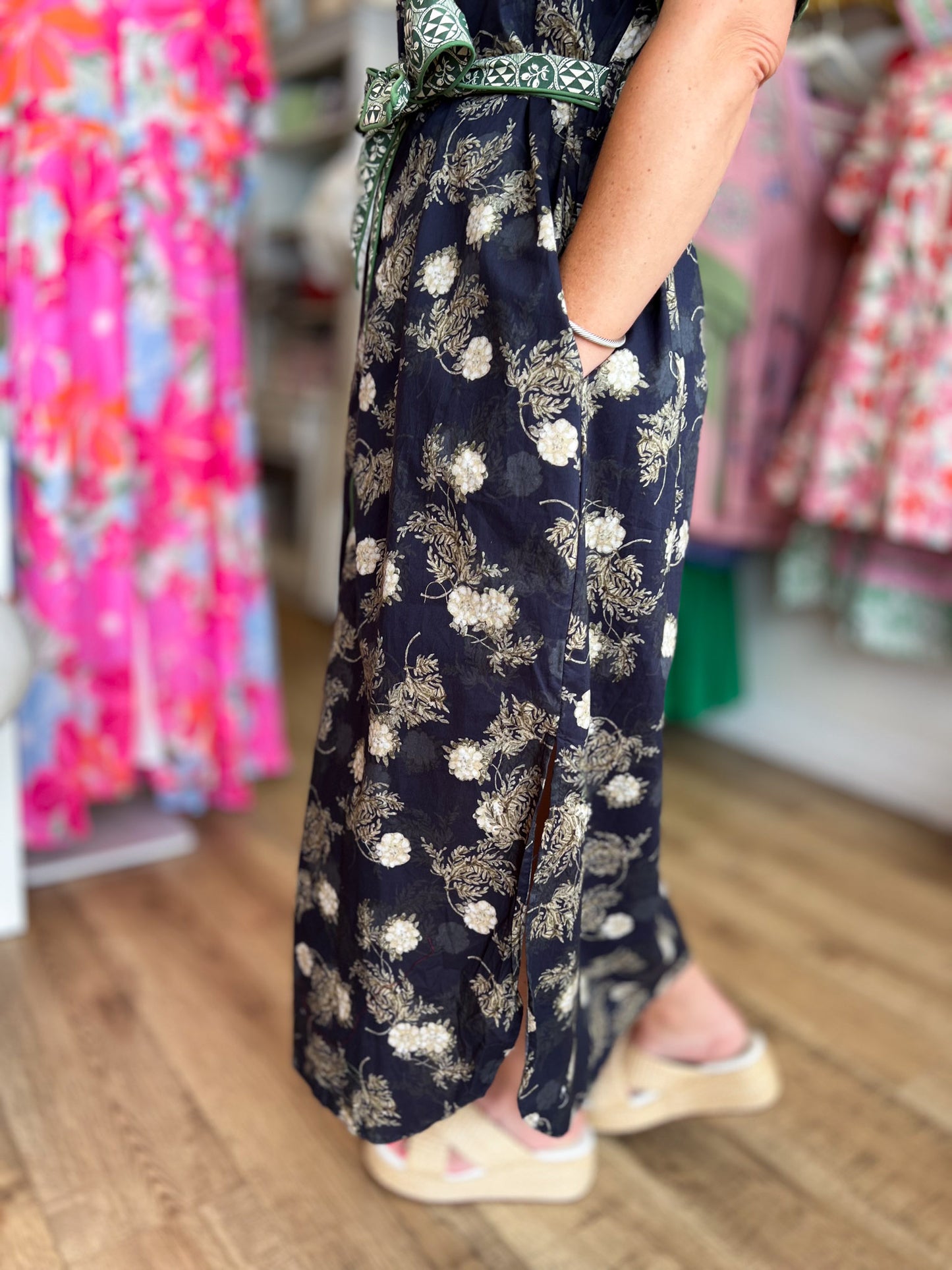 Quintessentially Quaint Navy Floral Midi Dress