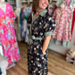 Quintessentially Quaint Navy Floral Midi Dress