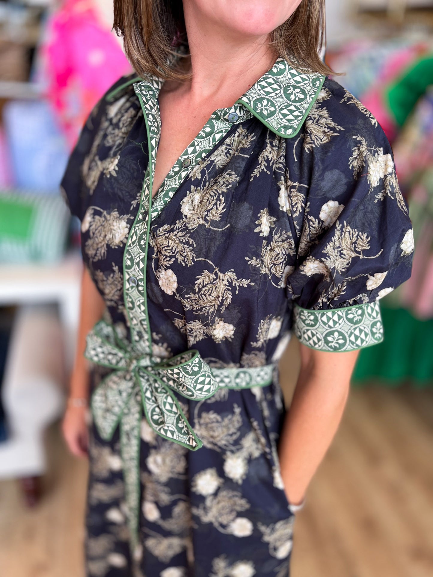 Quintessentially Quaint Navy Floral Midi Dress