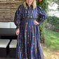 Raindrops on Roses Curvy Midnight Long Sleeve Maxi Dress