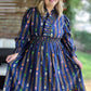 Raindrops on Roses Curvy Midnight Long Sleeve Maxi Dress
