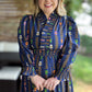 Raindrops on Roses Curvy Midnight Long Sleeve Maxi Dress