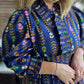 Raindrops on Roses Curvy Midnight Long Sleeve Maxi Dress