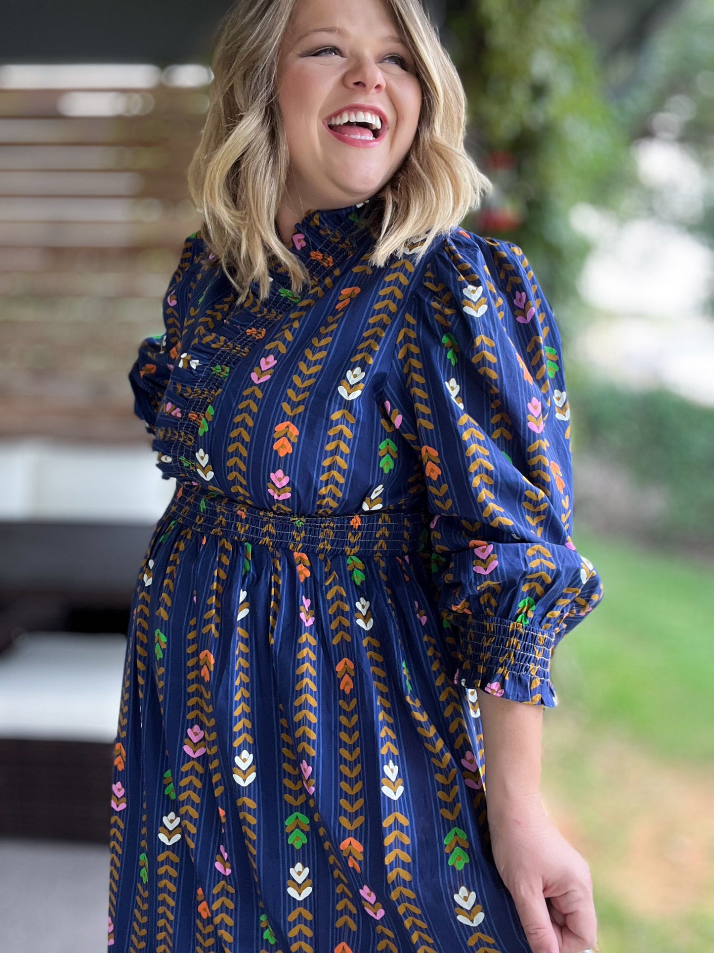 Raindrops on Roses Curvy Midnight Long Sleeve Maxi Dress