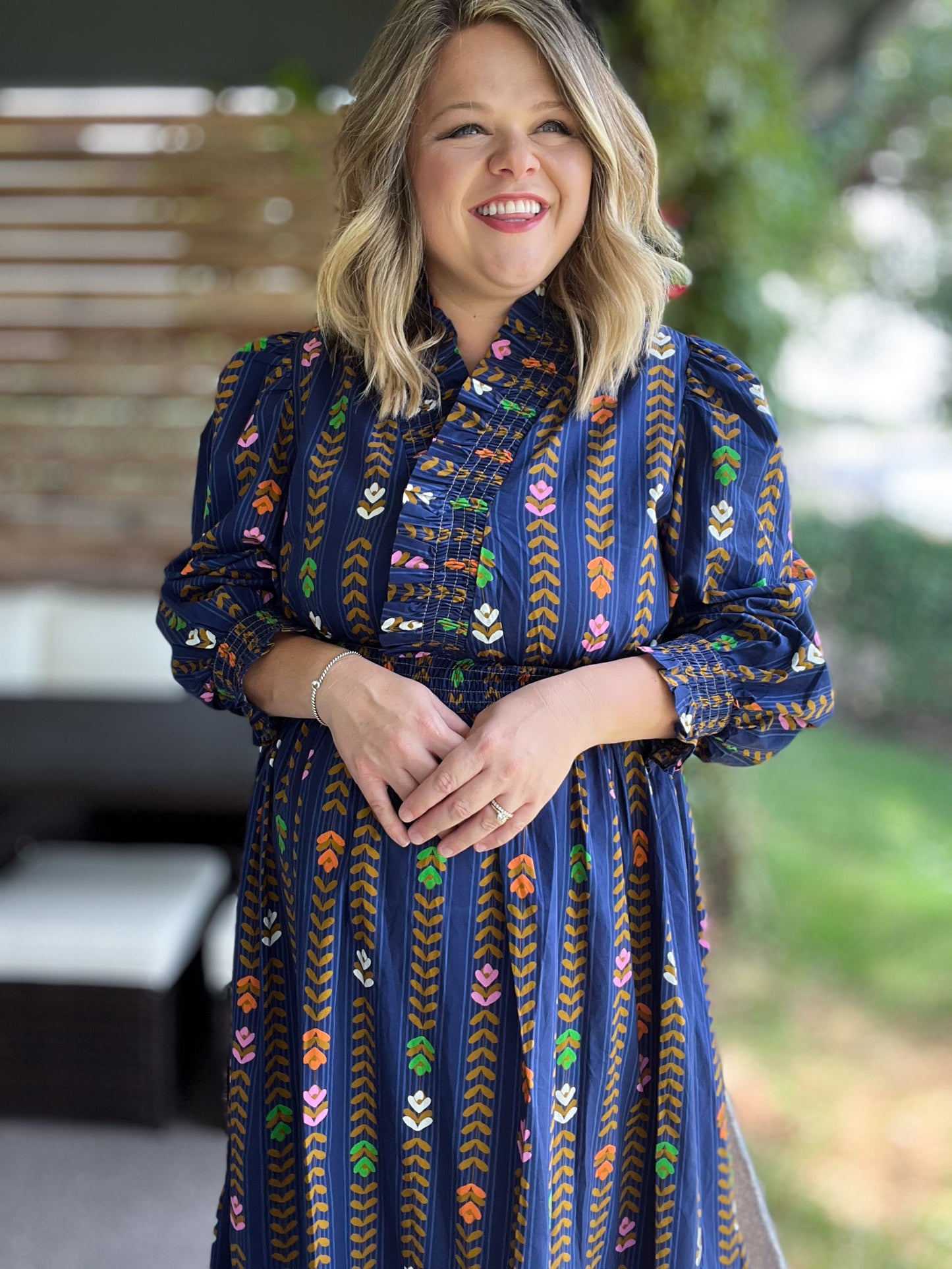 Raindrops on Roses Curvy Midnight Long Sleeve Maxi Dress