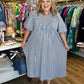 Red, White & Darling Curvy Navy Gingham Midi Dress