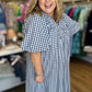Red, White & Darling Curvy Navy Gingham Midi Dress