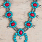 Turquoise and Red Squash Blossom Necklace