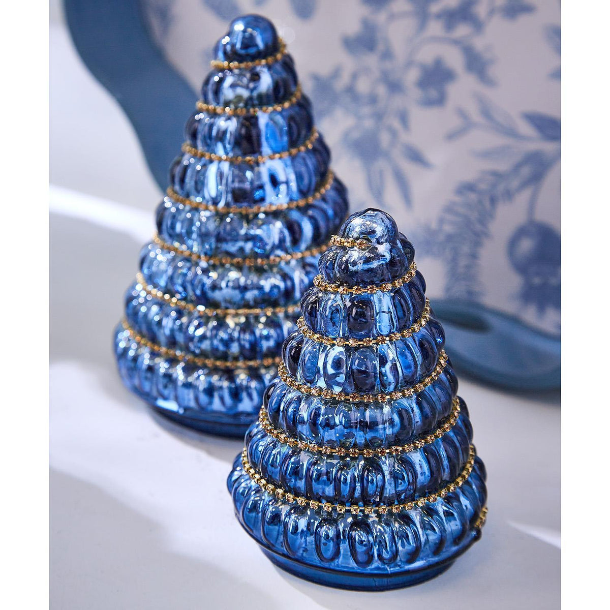 Rhinestone Garland Blue Mercury Glass Christmas Trees