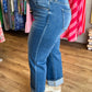 Risen Mid Rise Crop Straight Cuffed Jeans