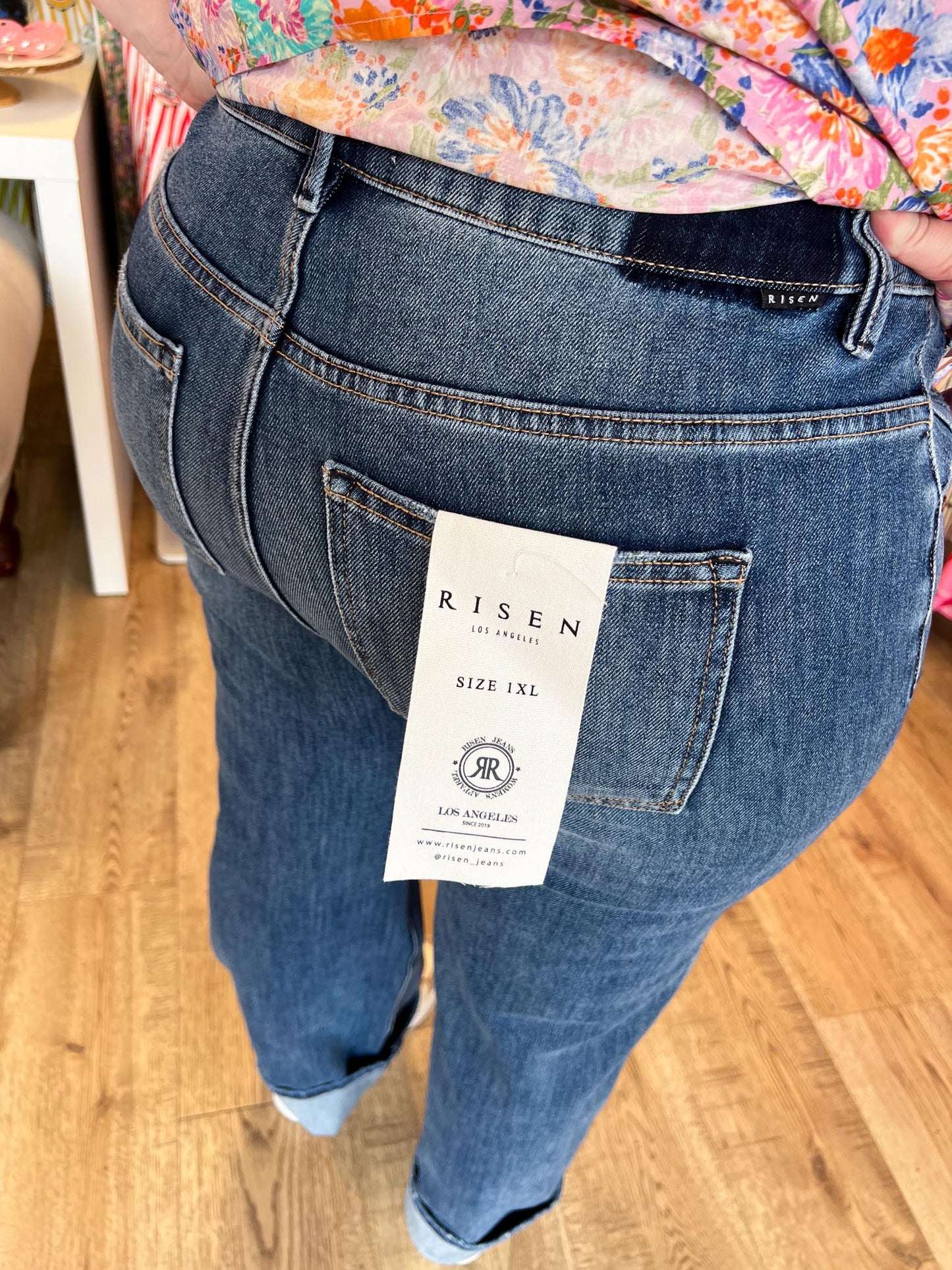 Risen Plus-Size 4-Way Stretch Slouchy Straight Jeans With Cuffed Hem