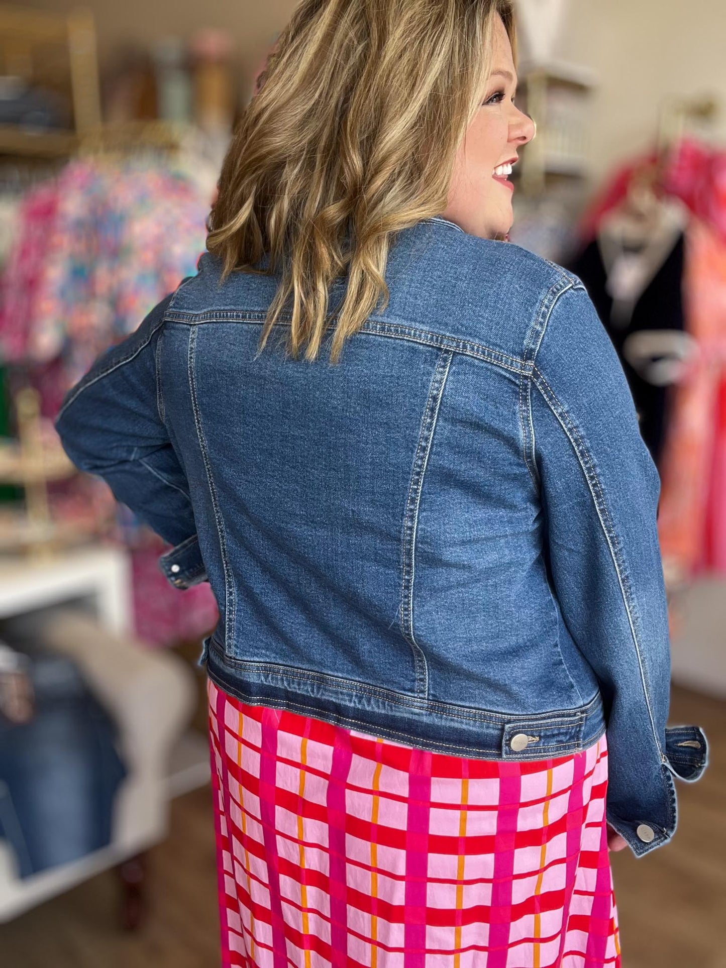 Risen Plus-Size Medium Wash Denim Jacket