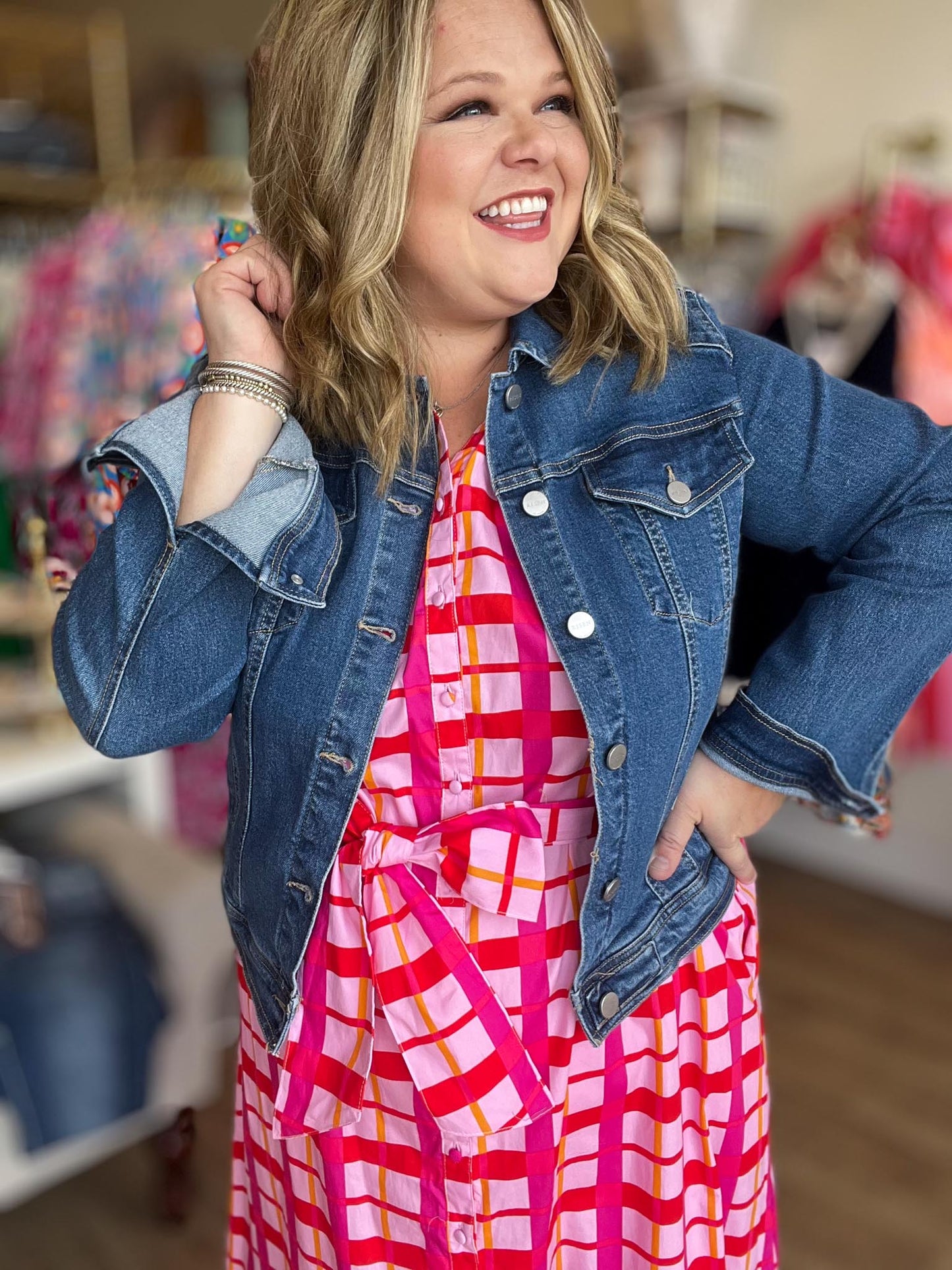 Risen Plus-Size Medium Wash Denim Jacket