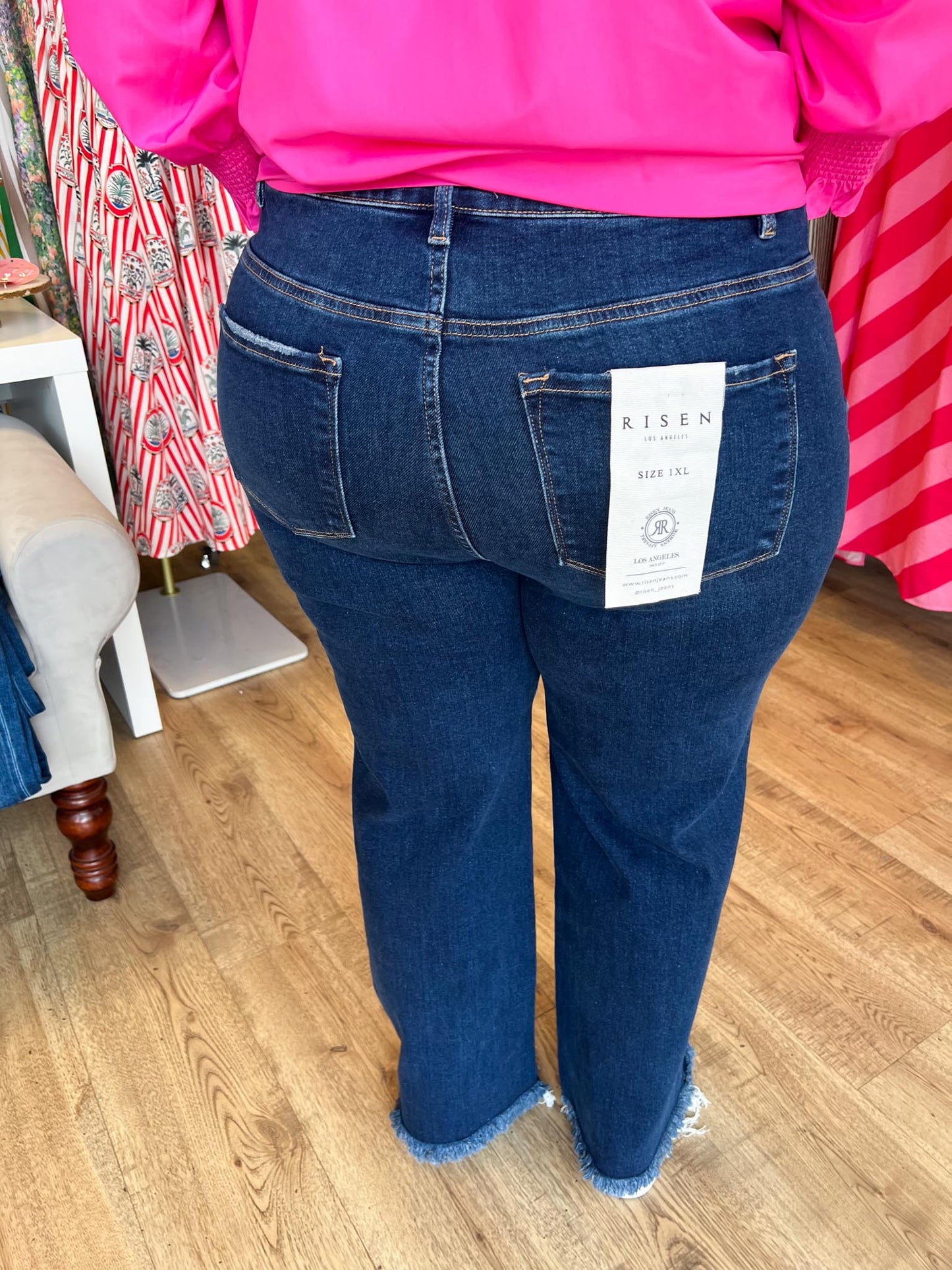 Risen Plus-Size Tummy Control High Rise Ankle Straight Jeans