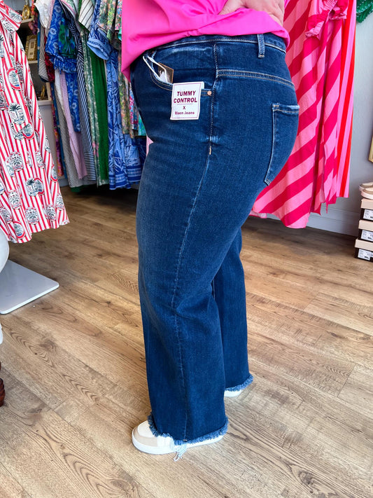 Risen Plus-Size Tummy Control High Rise Ankle Straight Jeans