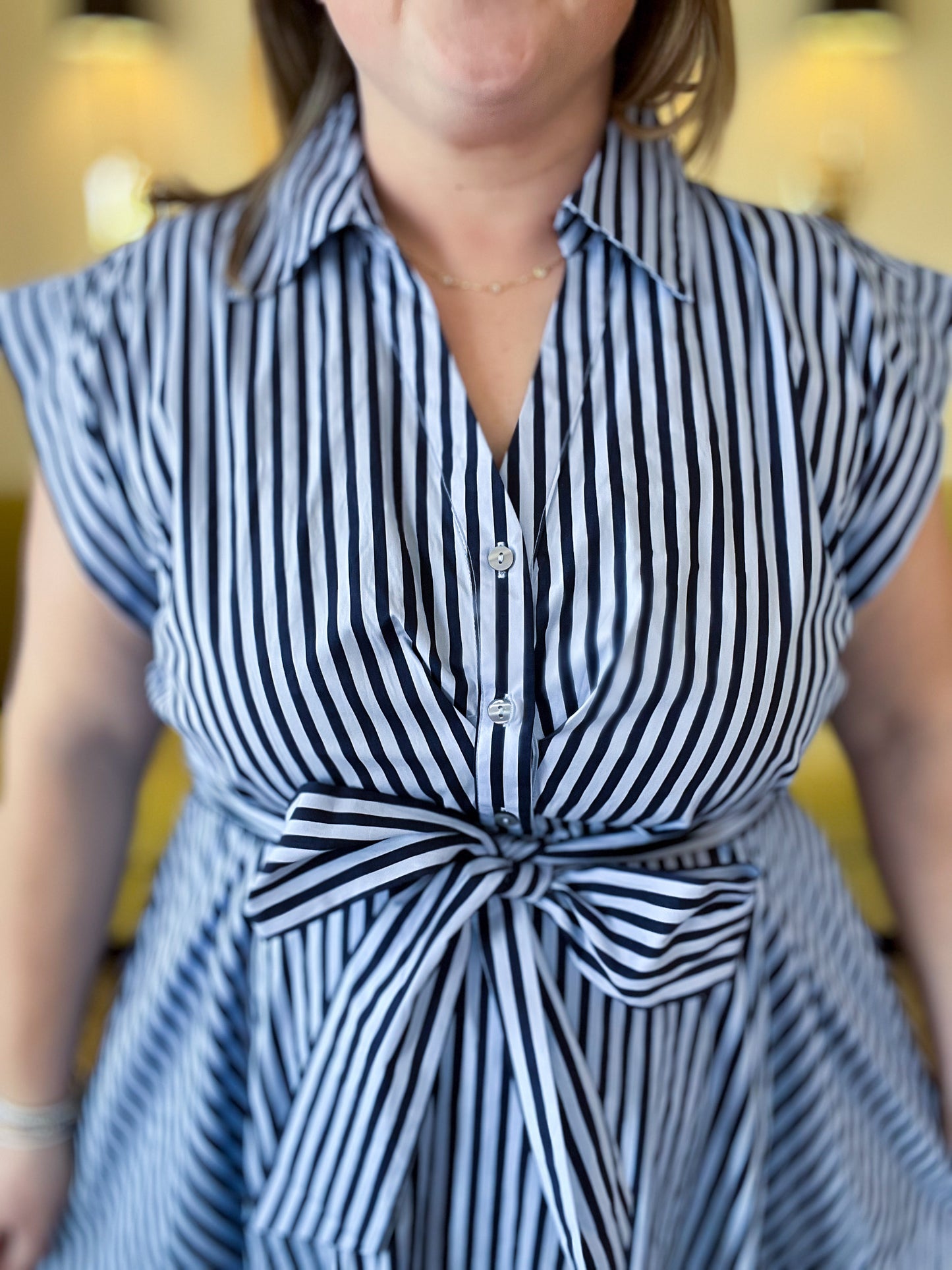 Riviera Stripe Curvy Navy Midi Dress