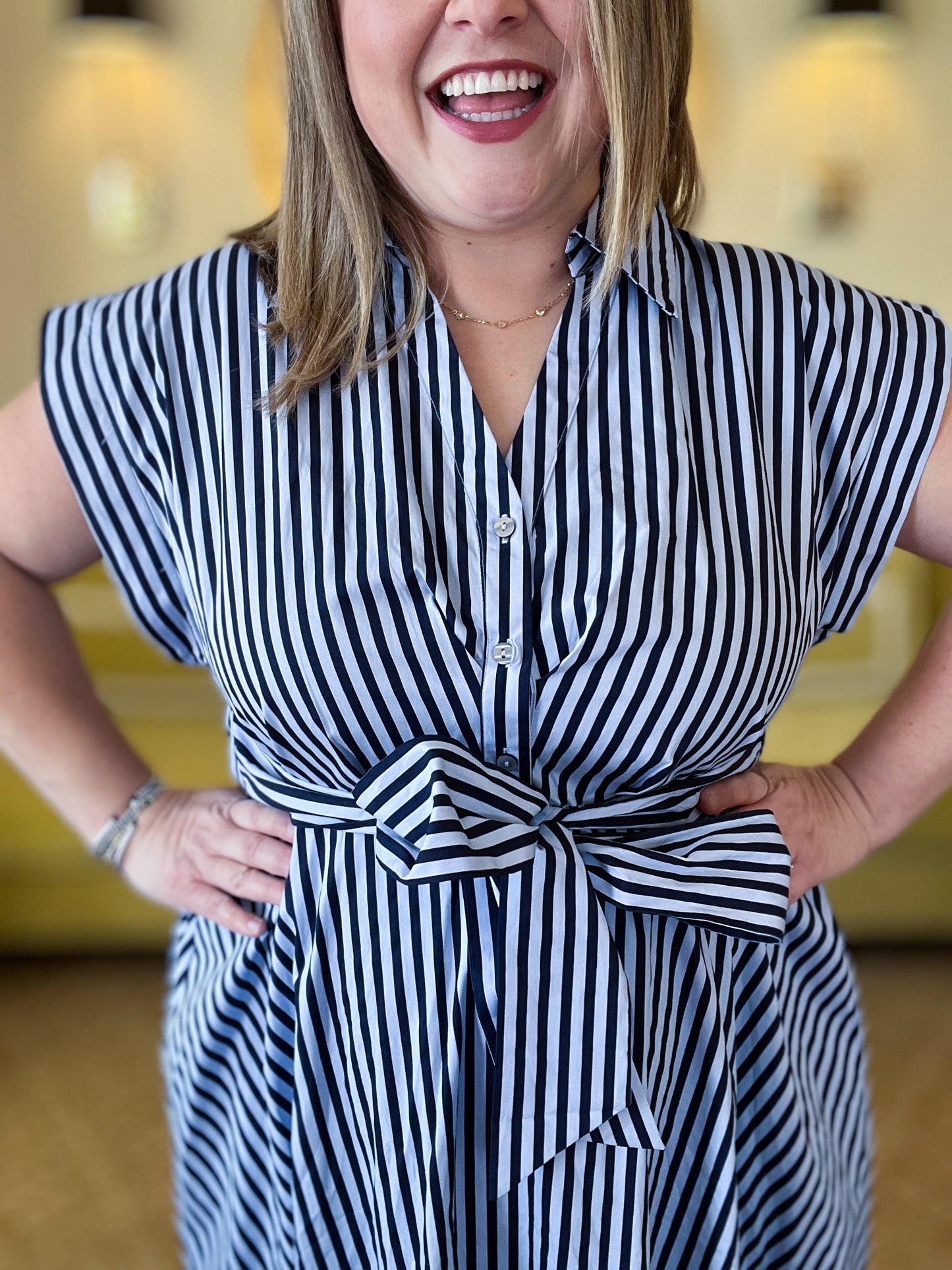 Riviera Stripe Curvy Navy Midi Dress