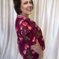 Rosy Ranunculus Curvy Wine Floral Blouse