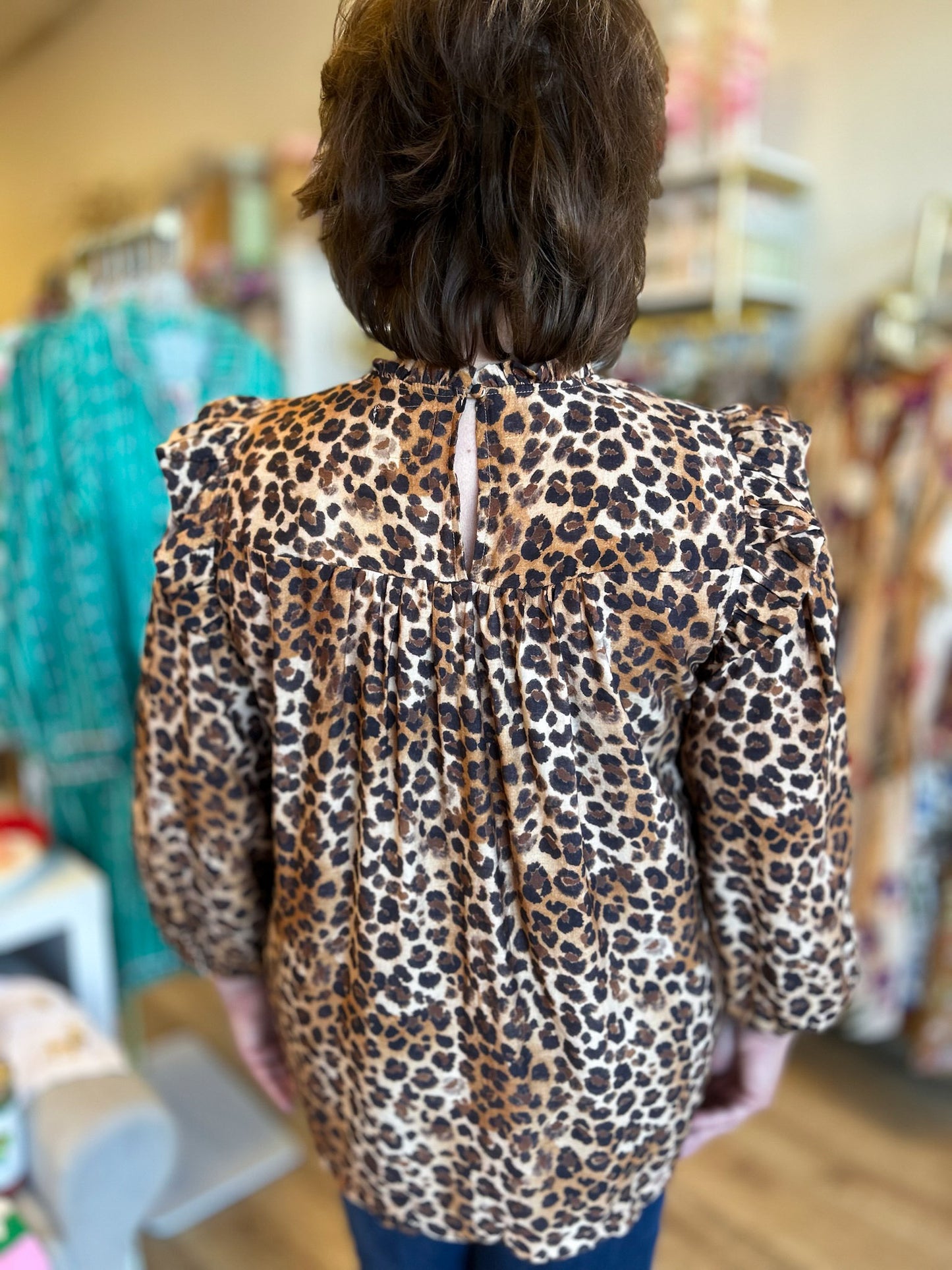 Run Run Rudolph Curvy Leopard Smocked Top