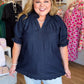 Saddle Up Curvy Denim Scallop Top