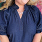 Saddle Up Curvy Denim Scallop Top