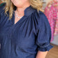 Saddle Up Curvy Denim Scallop Top