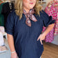 Saddle Up Curvy Denim Scallop Top
