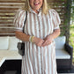 Salt & Sand Curvy Taupe Stripe Midi Dress
