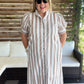 Salt & Sand Curvy Taupe Stripe Midi Dress