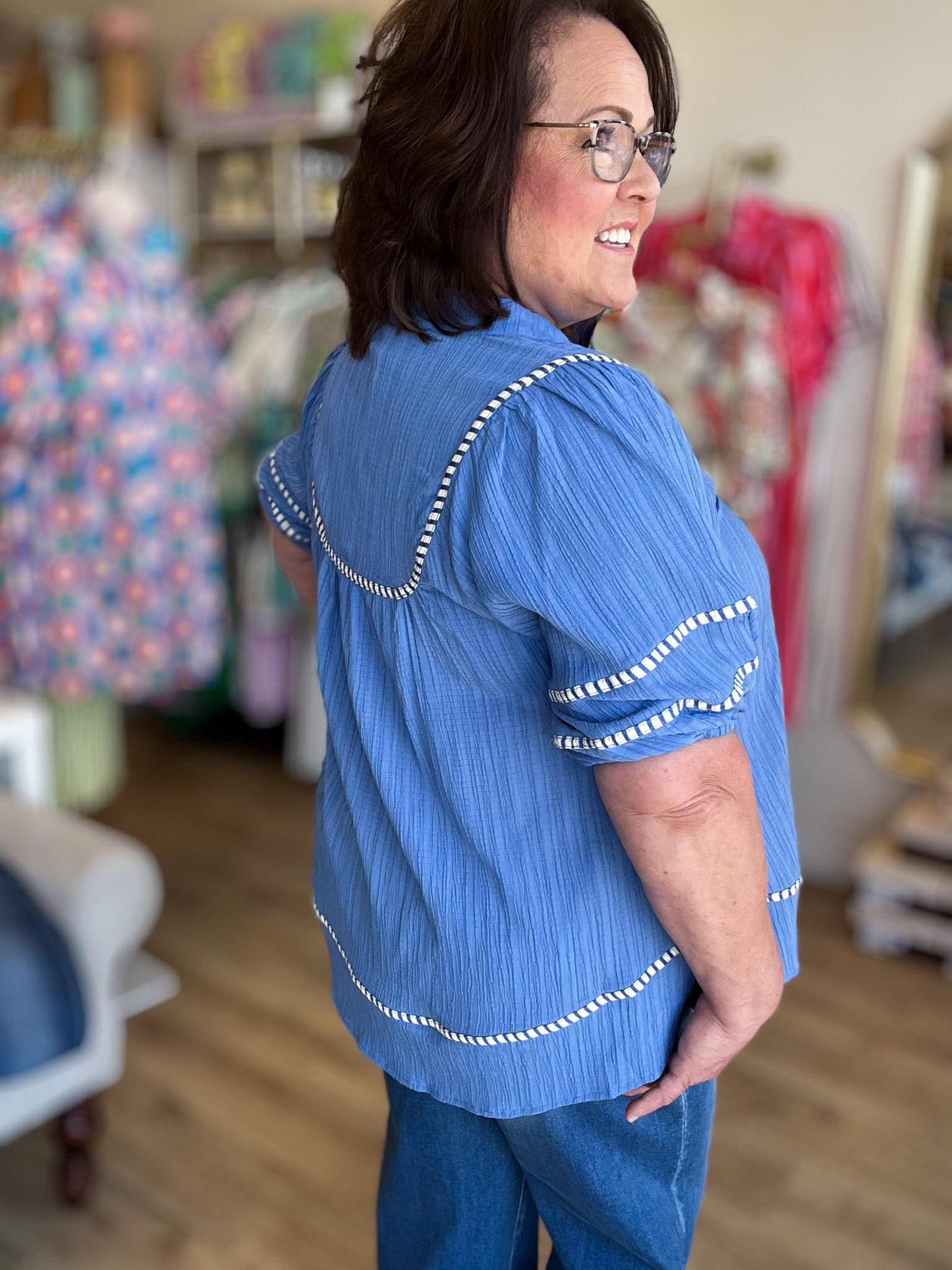 Salt & Sunshine Curvy Periwinkle Textured Top