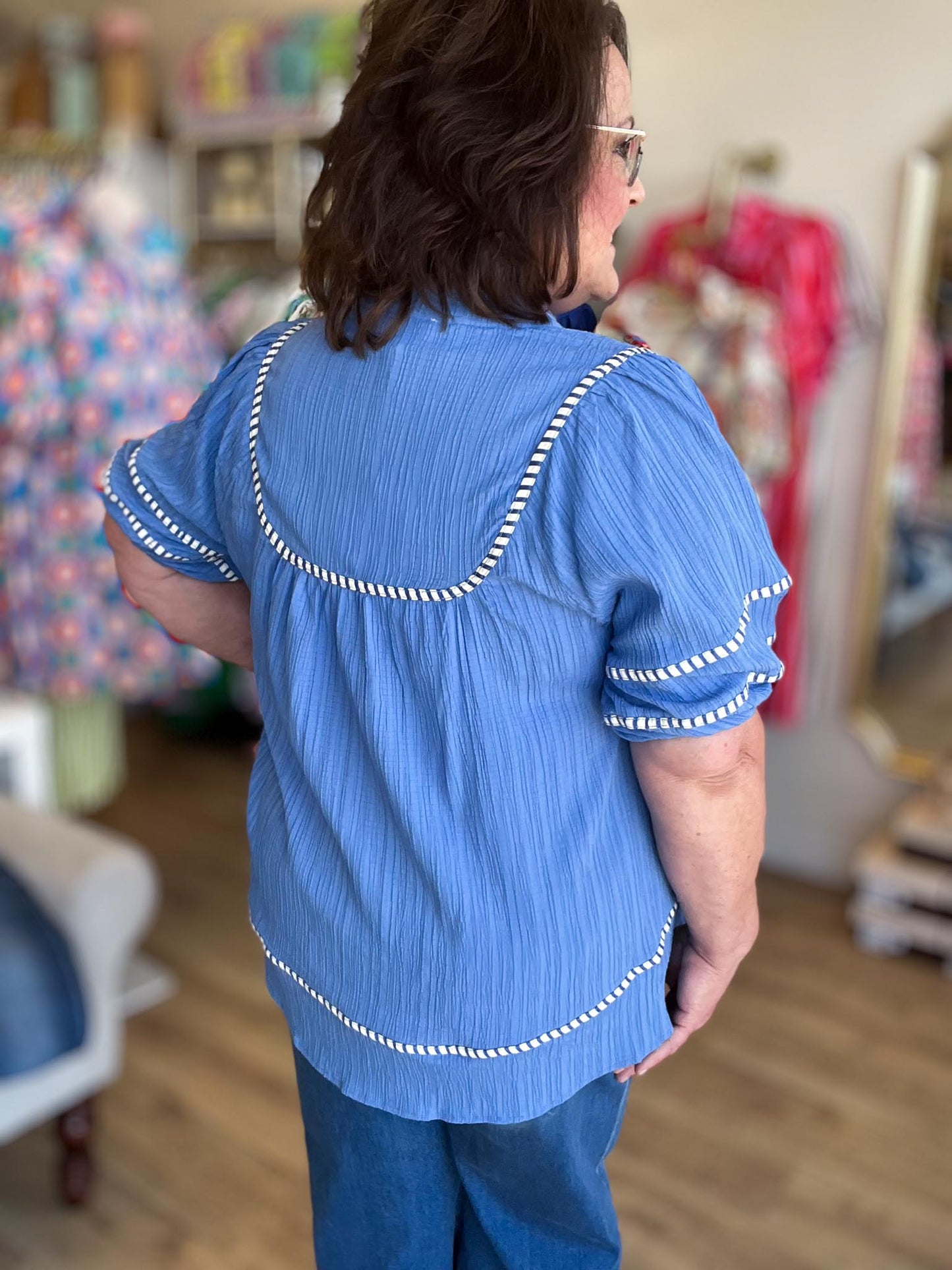Salt & Sunshine Curvy Periwinkle Textured Top
