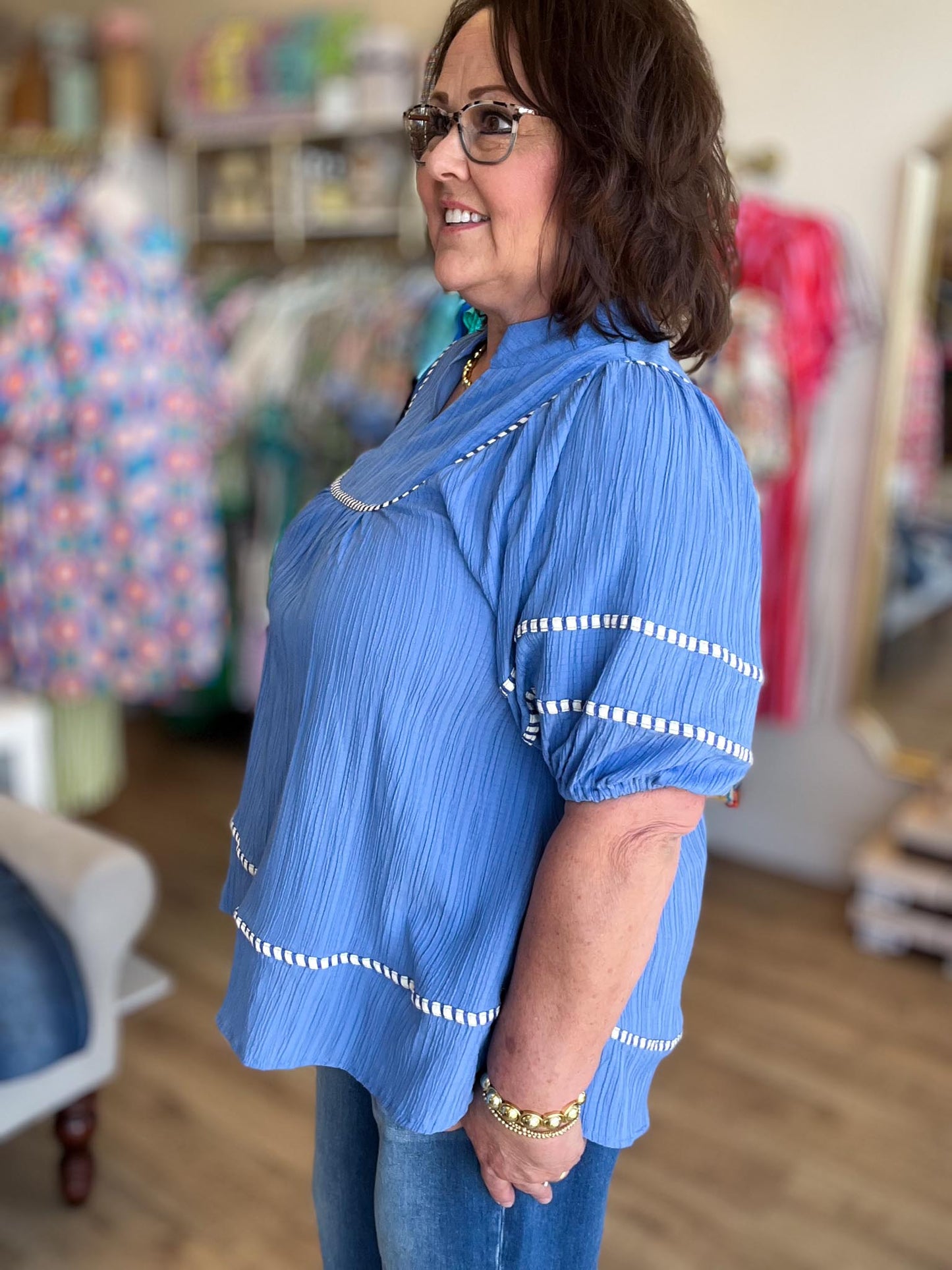 Salt & Sunshine Curvy Periwinkle Textured Top