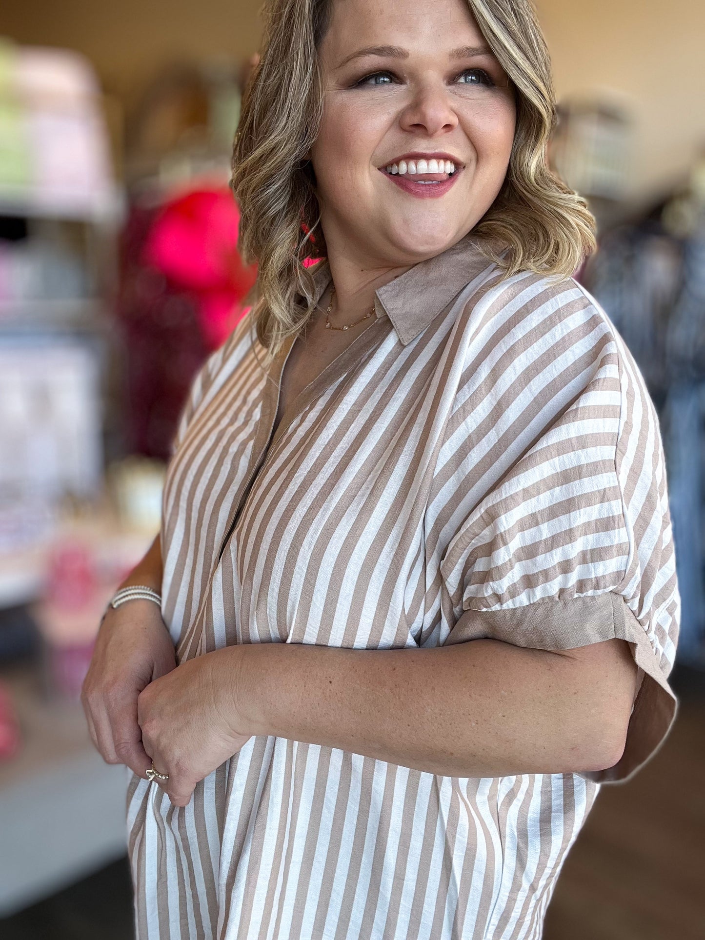 Sandy Shores Curvy Stripe Dolman Top